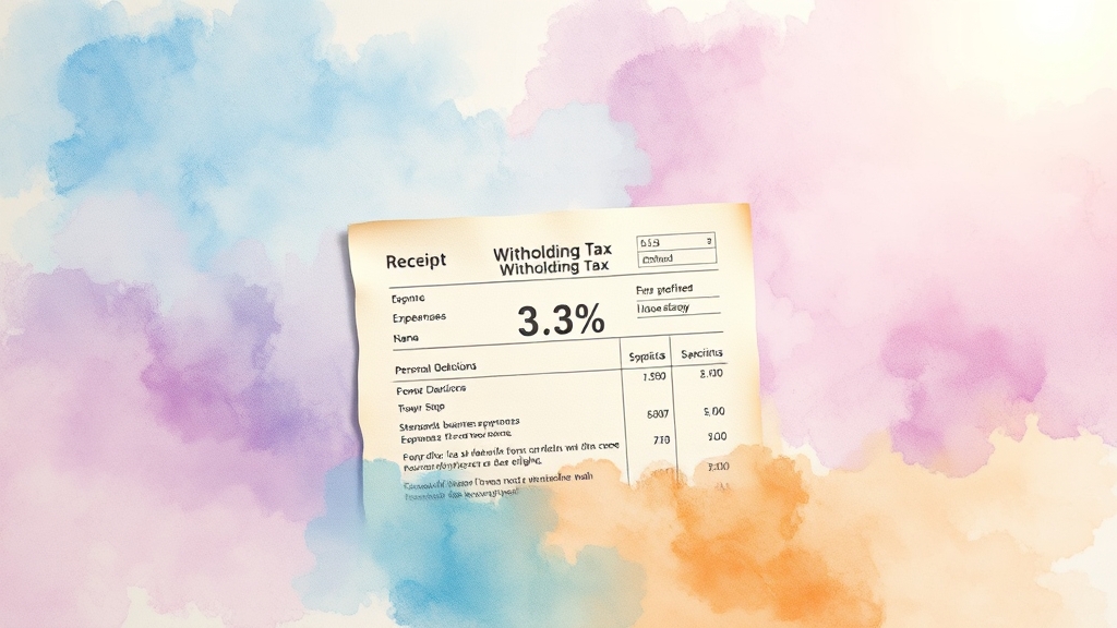 3.3% 원천징수, 정확히 무엇인가요? (watercolor 스타일)